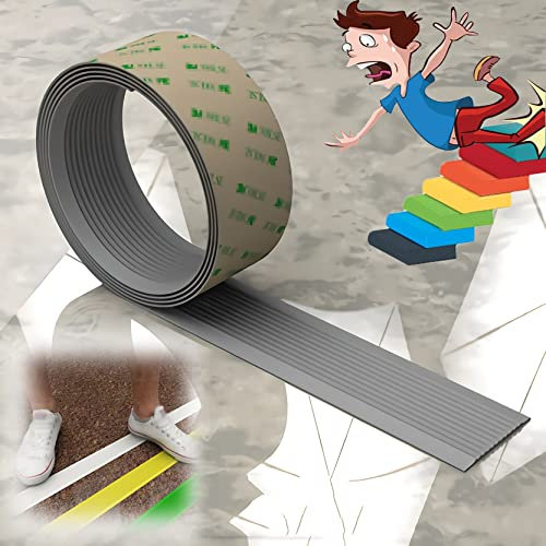 Treppenkantenprofil PVC, Selbstklebend Winkelprofil Anti-Rutsch Treppenkante, Bodenübergangsstreifen Elastischer Kantenschutz Für Treppenstufen Innen, Breite 6cm/2.36in ( Color : Gris , Size : 40m/157