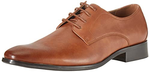 Amazon Essentials Herren Derby-Schuhe, Schwarz Dunkles Karamell Kunstleder, 39.5 EU