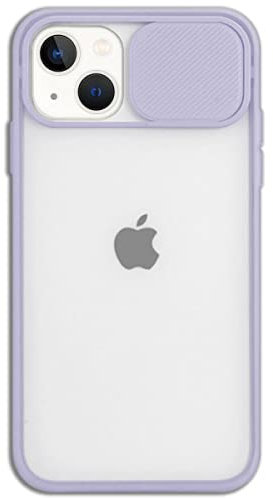 Mixroom - Cover Custodia per Apple iPhone 14 Plus Protezione Fotocamera con finestrino Scorrevole in Silicone TPU Semi Trasparente Lilla