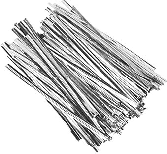 750Pcs Metallic Twist Ties 4 Inches Reusable Plastic Bag Ties Bread Foil Wire Ties for Sweet Cones Candy Food Bags Cake Pop Sticks Snacks Cellophane Party Gift Bag Supplies(Sliver)