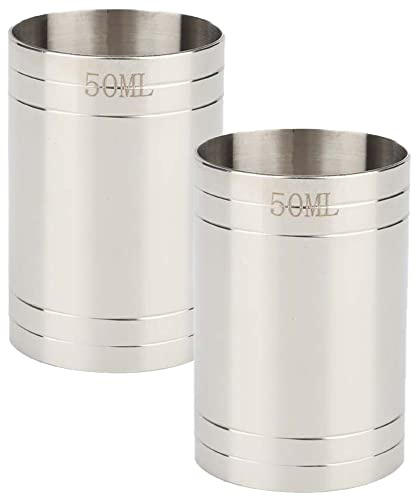 2 x Fingerhut-Weinmessbecher, Edelstahl, Spirituosen-Messbecher für Bar/Küche/Café (50 ml)