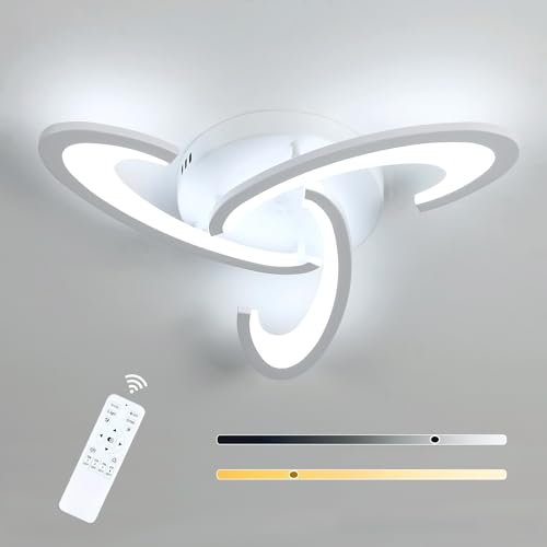 Toolight LED Deckenleuchte Dimmbar, 30W LED Deckenlampe mit Fernbedienung 3000K-6500K, 3 Köpfe Acryl-Deckenleuchte, Wohnzimmerlampe für Schlafzimmer Balkon Esszimmer Küchen (53cm)