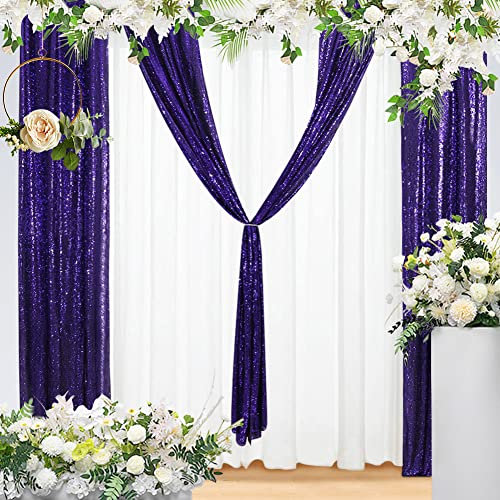 Eternal Beauty Violette Pailletten-Hintergrundvorhänge, schimmernder Hintergrund, 4 Paneele, 60 x 2,4 m, für Weihnachten, Party, Geburtstag, Fotografie, Hochzeit, Babyparty, Event-Dekoration