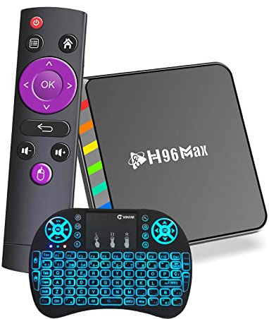 AMITVA Android TV Box 12.0 H96 MAX W2 Amlogic S905X2 64 bits Quad Core 4GB Ram 64GB ROM USB 3.0 BT 4.1 Ultra 4K HDR 2.4G 5.8G Banda Dual WiFi 1000M Ethernet, Mini Teclado Inalámbrico,2gb+16gb