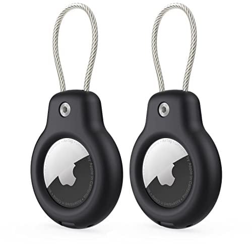 SPGUARD Compatible with Apple AirTag Secure Holder With Wire Cable,Air Tag Lock Case Keychain Key Ring Key Chain Luggage tag For Keys, Luggage & More