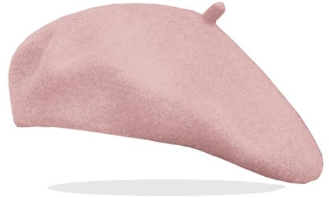 Van Der Rich ® - Klassischer französischer Baretthut Barett Wolle - Damen (Hellrosa, One Size)