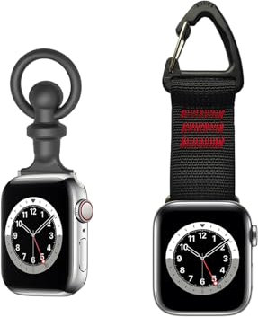 Bshirmay Compatible with Apple Watch Nurse Fob Strap/Nylon Keychain Band 42/44mm Pin-On Brooch,iWatch Series 9/Ultra 2/SE/8/7/6/5/4/3/2/1 Tactical Key Holder Ring