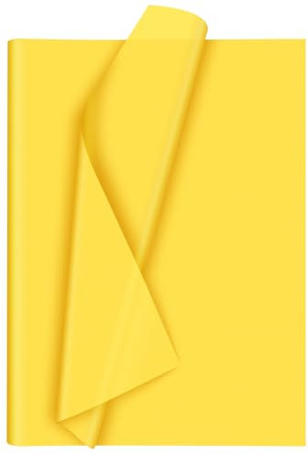 Morcheiong 60 Blatt Gelbes Seidenpapier, Kunst Geschenkverpackung, Seidenpapier Großpackung für Bastelarbeiten, Blumen, Geburtstag, Herbst, Erntedankfest, Party, Festival (50 x 37 cm)