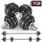 Gusseisen Hanteln Set - 2 in 1 Kurzhanteln & Langhantel Mit Verbindungsrohr, 15 20 30 KG, Griff Gerändelt, Sternverschlüsse, Professionell für Krafttraining (30 KG)
