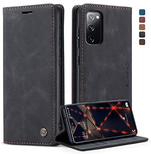 owlhold Cover per samsung S20 fe,Cover Samsung Galaxy S20 fe Magnetica Portafoglio Flip[Antiurtoo][Cavalletto][Carta Fessura] Custodia Pelle per Samsung Galaxy S20 fe-Nero