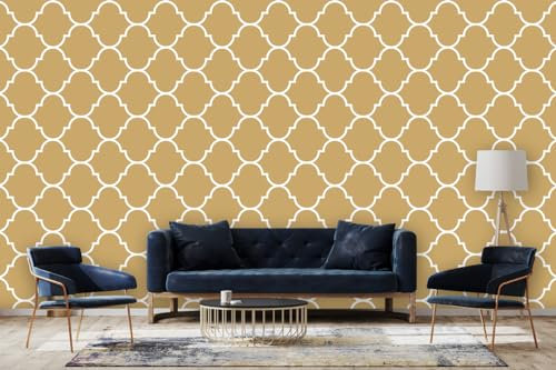 Glücksvilla - Designer-Tapete, selbstklebend (600 x 250 cm BxH) - div. Maße - Vliestapete XXL moderne Wand-Deko - Muster 21 Marokko - Farbe 14 Karamell - abstrakt geometrisch orientalisch