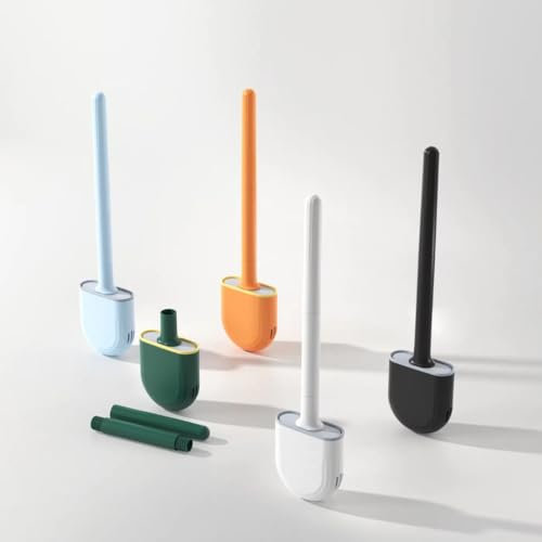 Your Essential Toilet Brush Pack of (2) Companion Toilet brush Silicone Toilet Brush with Holders and Self Adhesive Wall Mount (WHITE, 2)
