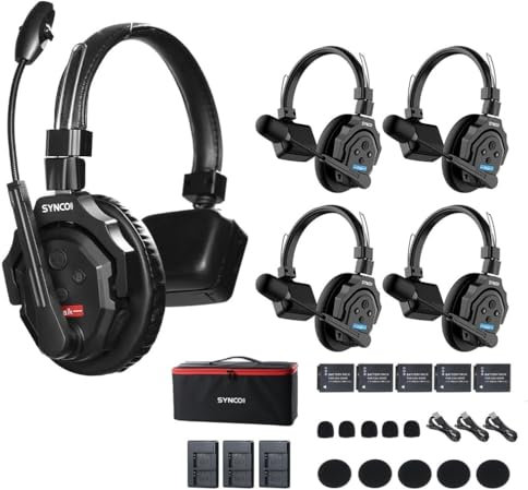 Adjveeod SYNCO XTALK X5 Wireless Intercom Headset System 2.4GHz 1148ft/350m Long Distance Range Communication Headset for Live Show Stage Performance Movie Shoot Real-time Monitoring
