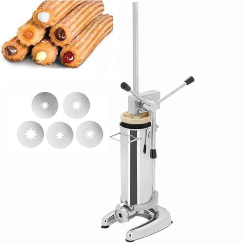 ROGHA Churro Maker Latin Fruit Donut Machine Capacity Stainless Steel Filler Machine with 5pcs Nozzles, Commercial and Home Use,2l
