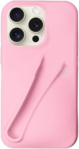Miuhuy Phone Case with Built-in Lip Gloss Holder, Lip Balm Case for iPhone 13 Pro Max, Silicone Material, Protective Case for Women, Pink