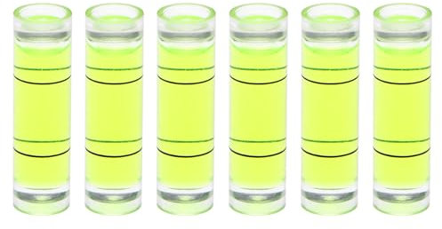 sourcing map 6pcs Cylindrical Bubble Level 9.5x34mm Mini Bullseye Spirit Levels for Leveling Camera Tripod Telescope Workshop Turntable Pictures Frame, Green
