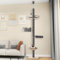 GYMAX Tiragraffi Albero per Gatti a Soffitto Regolabile in Altezza a 5 Livelli, Altezza 236-271 cm, con Pali Graffiati Avvolti, Amaca Accogliente, Letto Cesto, Cuscini Morbidi Rimovibili