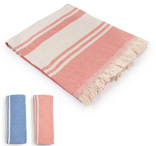 Wanapix | Toalla Playa Grande | Fouta Playa XXL | Manta para Picnic | Toalla Piscina/Pareo Grande | Beach Towel | 170x125 cm - Coral