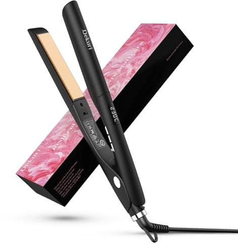 Dekuri Planchas del Pelo y Rizadora 2 en 1, Placas Lisas de Titanio, Calentamiento Rápido en 30s, Pantalla LCD 120-230℃, Plancha Pelo Iónicas para Mujeres