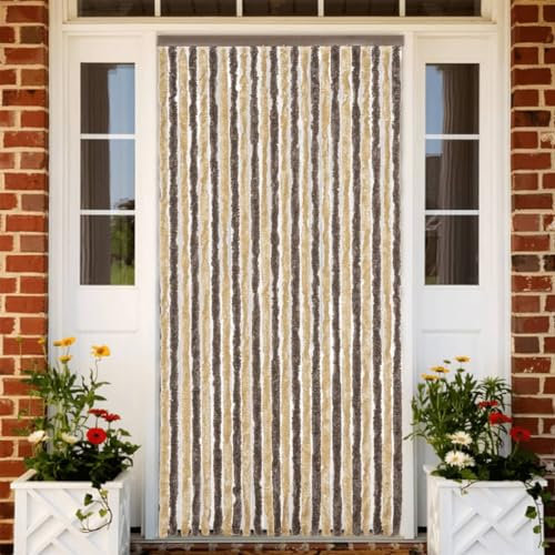 LXYZWRW Decor Fliegenvorhang, Chenille, 100 x 230 cm, Dunkelbraun und Beige