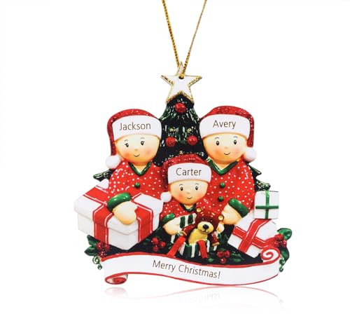 Personalisiert Weihnachtsanhänger mit Gravur von Namen und Text, Baumschmuck Weihnachten, Weihnachtsdeko Holz Weihnachtsbaum Anhänger Weihnachtsdekoration für Zuhause 2024 (3 Name)
