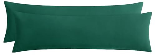 Aisbo Kissenbezug 40x145 2er Set - Seitenschläferkissen Bezug 40 x 145 Grün mit Reißverschluss aus Mikrofaser Weich, ÖKO-TEX Kopfkissenbezug 145x40 für Seitenschläfer Kissen