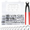 B2jiu 170 Stück Einohr Schlauchschellen Set, 11 Größen (5.8-33.1mm) Crimp Stufenlos Schlauchschellen Edelstahl 304 mit Schlauchklemmzange Anziehen Teile Sortiment Kit für Shläuch, Auto, Haus,Garten