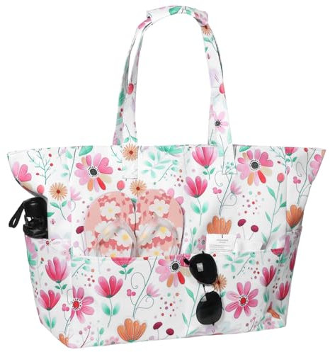 Bolso de Playa Grande XXL con Cremallera, 5 Diseños Bolsa de Hombro Mujer Shopper Bolsos Totoes Bolso de Mano para Playa, Piscina, Picnic, Fiesta, Compras, Viajes (Estilo 3)