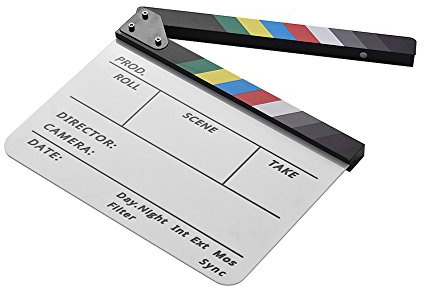 Wakects Filmklappe, Trocken Abwischbar, Filmklappe mit Magnetischem, Buntem Stab, Professionelle Filmklappe für Fernsehfilme Zum Filmemachen (Multicolor -Stick)