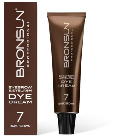 BRONSUN® Creme für Wimpern und Augenbrauen | Intensive und langanhaltende Färbung | Sanfte Formel ohne Ammoniak | Mit Keratin, Seide und Vitamin E | Dunkelbraun №7-15ml