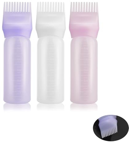Hair Dye Brush Bottle,Hair Oil Applicator Bottle 3 Pcs,Portable Root Comb Applicator Bottle Shampoo Hair Color Oil Brush Hair Tools Applicator Brush Bottles With Graduated Scale for Home Salons