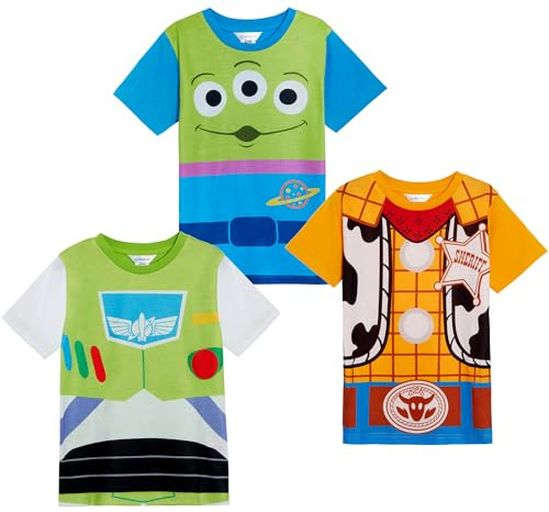 Disney Kids 3 Pack Toy Story T-Shirts Girls Boys Buzz Woody Alien Dress Up Tees Tops