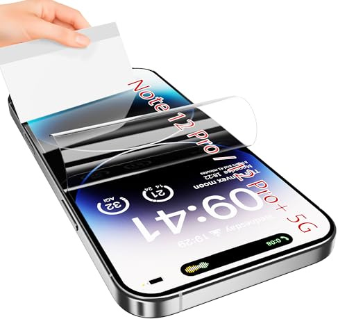 JUVENPROTO Paquete de 3 protectores de pantalla para Xiaomi Redmi Note 12 Pro 5G / 12 Pro+ 5G TPU, desbloqueo de huellas dactilares, HD transparente, antiarañazos, sin burbujas, ultrafino, fácil