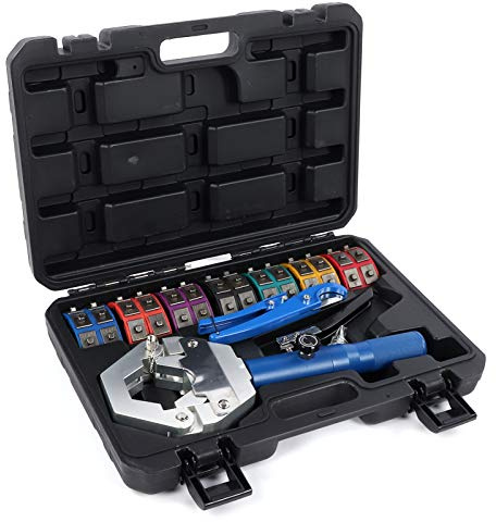 KIMISS Kit Crimpatrice per Tubi Idraulici A/C Portatile – Strumento di Crimpatura Manuale Portatile per Raccordi per Tubi dell'aria Condizionata Automatica – Set Completo con Matrici Facile