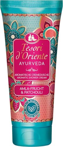 TESORI D’ORIENTE Cremedusche Mini 'Ayurveda' | Aromatisches Duschgel mit Amla-Frucht und Patchouli | Ideal für unterwegs | Duschcreme zur Körperpflege | Ritual für Körper & Sinne | 75ml