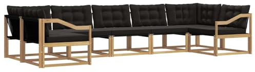 vidaXL Outdoor-Sofagarnitur mit Kissen 7 pcs Weiß und Schwarz, Elegantes Garten-Sofa, modernes Outdoor-Sofa, robuste Lounge-Möbel für gemütliche Treffen
