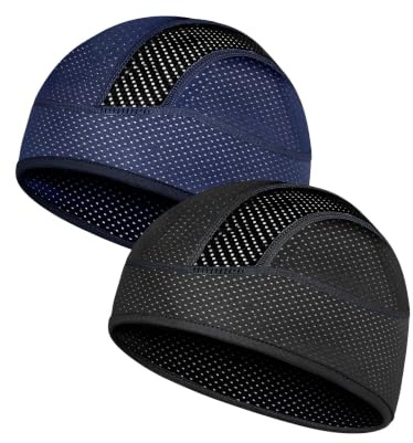 Becellen 2 Pièces Bonnets de Cyclisme, Respirant Été Bonnet de Sport Élastique Casquette Vélo Skull Cap Doublure Casque pour Homme & Femme