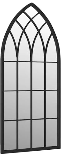 Owoxanthellate Espejo de jardín negro 70 x 30 cm hierro decorativo espejo