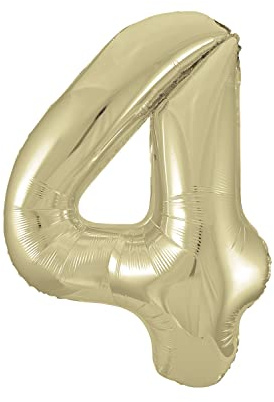 Gold Number 4 Shaped Large Foil Balloon (86cm) 1 Piece - Perfect for Birthday Parties and Special Events