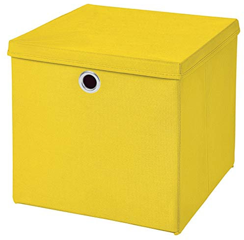 Stick&Shine 1x Aufbewahrungs Korb Gelb Faltbox 33 x 33 x 33 cm Regalkorb faltbar mit Deckel