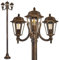 NATAL lámpara de exterior, candelabro en aspecto antiguo, aluminio fundido en negro/oro con cristales, lámpara de camino de 3 brazos 210 cm, lámpara de jardín retro/vintage, E27, IP44, sin bombilla(s)