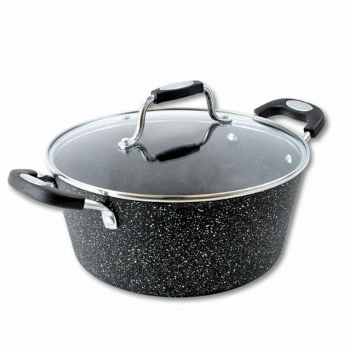 Scoville NEVERSTICK 24cm Stock Pot with Lid, Small Non-Stick Deep Cooking Pot, 3.5L, Suitable for All Hobs Including Induction, Cool Touch Handles, Dishwasher Safe, PFOA Free, Aluminium, Black