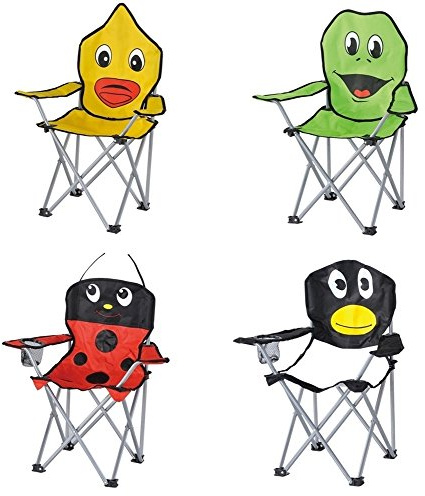 Jürgen Westerholt GmbH Kinder-Faltarmlehnstuhl in 4 lustigen Tier-Motiven: Pinguin - Marienkäfer - Frosch - Ente Klappstuhl Faltstuhl Campingstuhl für Kinder Marienkäfer