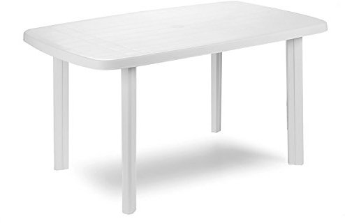 Mojawo Gartentisch Kunststoff 140x90cm Weiß rechteckig Balkontisch Gartentisch Terrassentisch Bistrotisch