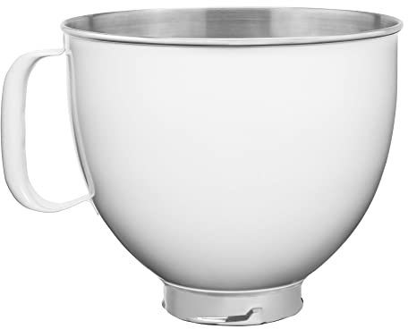 KitchenAid Bol en acier inoxydable de 5 litres pour tous les batteurs sur socle à tête inclinable de 4,5 à 5 litres, blanc