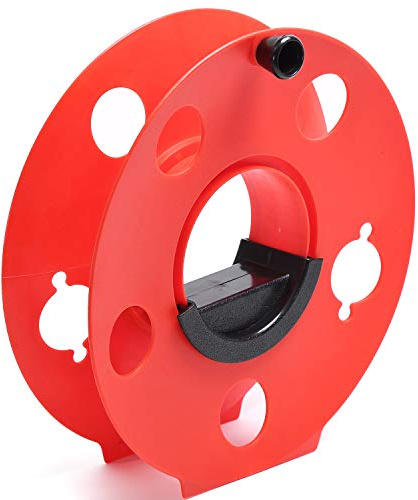 Homeon Wheels Heavy Duty Impact Resistant Plastic Extension Cord Storage Reel Durable & Safe, Lightweight & Portable, Ideal for Outdoor Projects & DIY Maintenance 100 Feet RED