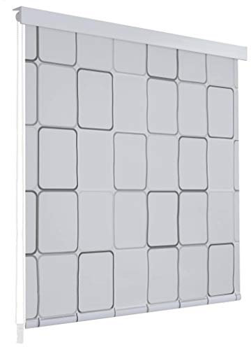 Goliraya Persiana Enrollable de Ducha Cortina Baño Bañera Regadera Cortina de Ducha 100x240 cm Cuadrados