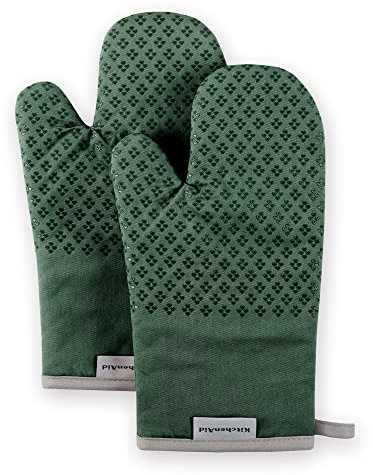 KitchenAid Asteroid Oven Mitt Set, 7x12.5, Dark Green, 2 Piece