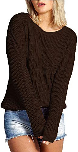 Crazy Girls Womens Ladies Baggy Long Sleeve Knitted Plain Chunky Top Sweater Jumpers for Women UK Available in 31 Colors and Four Sizes