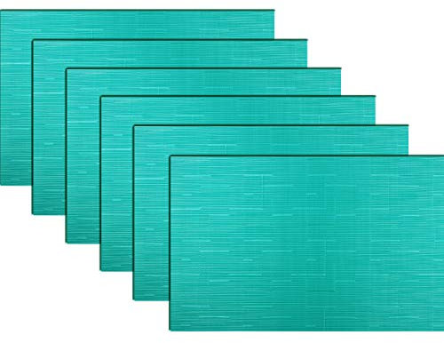 pigchcy Platzsets, Abwischbar Vinyl Tischsets FüR Esstisch, Leicht Zu Reinigen, Kunststoff Platzsets Satz Von 6 (45 X 30 cm, Türkis)